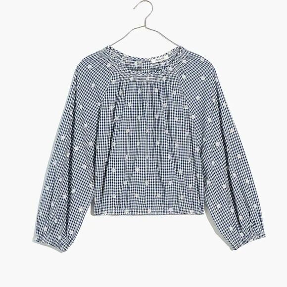 Madewell Gingham Check Embroidered Button Back Shirt 1X - Picture 13 of 13